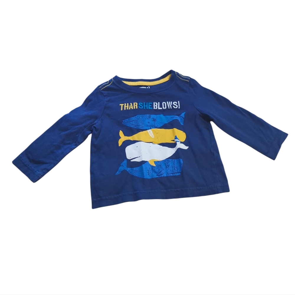 Crazy 8 Blue Whale Thar She Blows! Graphic Shirt Size 6-12 Months.